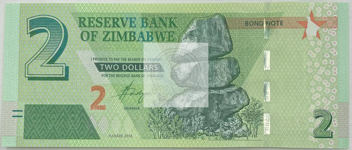 Zimbabwe 2 Dollars Banknote, 2016, P-99a.2, UNC - Cool Coins & Notes