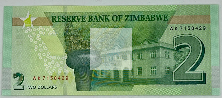 Zimbabwe 2 Dollars Banknote, 2019, P-101, UNC - Cool Coins & Notes
