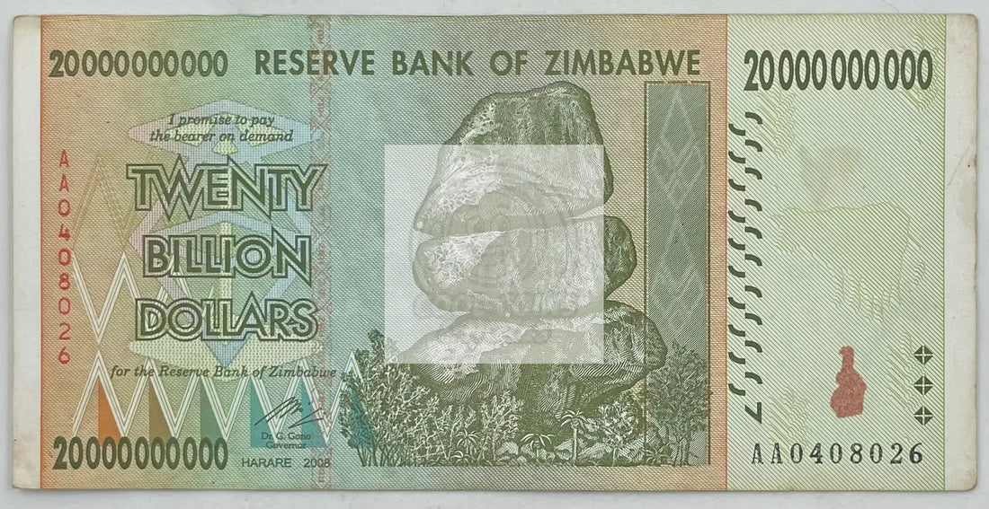 Zimbabwe 20 Billion Dollars Banknote, 2008, P-86, Used - Cool Coins & Notes