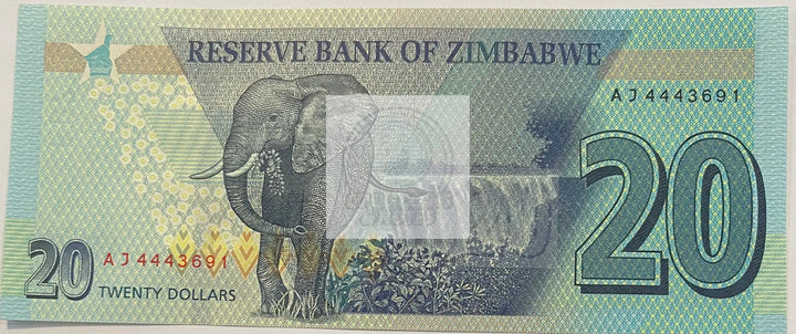 Zimbabwe 20 Dollars Banknote, 2020, P-104, UNC - Cool Coins & Notes