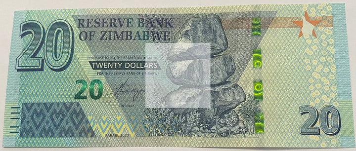 Zimbabwe 20 Dollars Banknote, 2020, P-104, UNC - Cool Coins & Notes