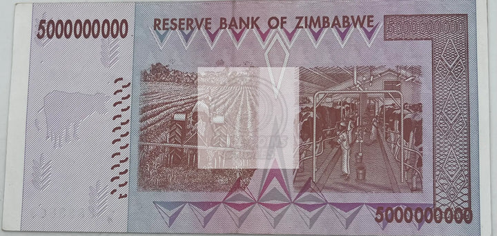 Zimbabwe 5 Billion Dollars, 2008, P-84, Used World Banknote - Cool Coins & Notes