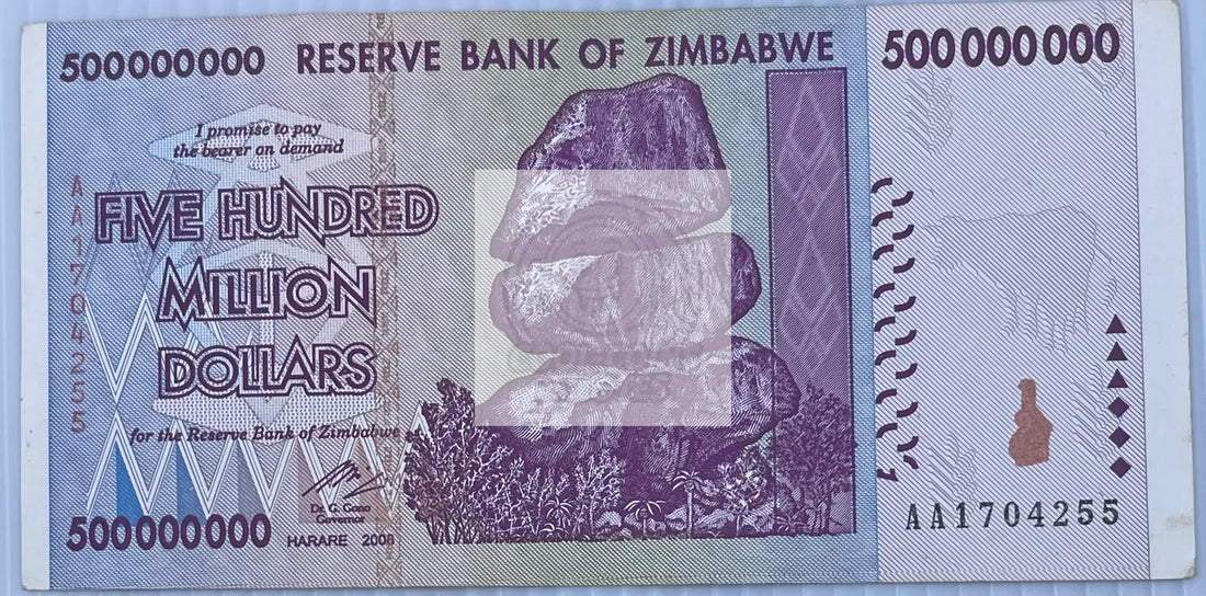 Zimbabwe 500 Million Dollars P-82a AU Used World Banknote Currency - Cool Coins & Notes