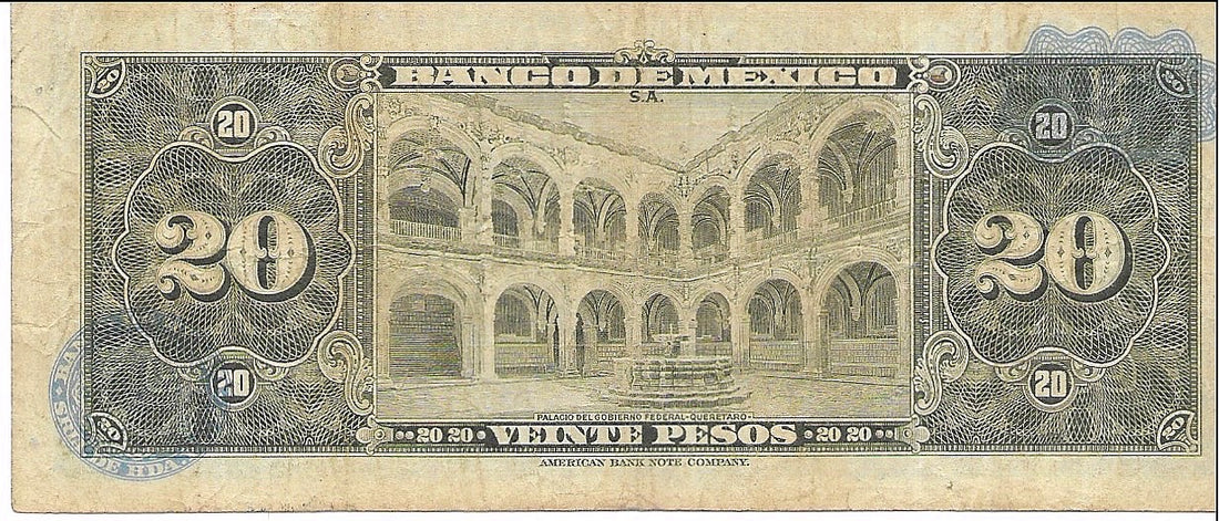 1970 Mexico 20 Pesos Series BIK Prefix C Scarce  Banknote P-54p