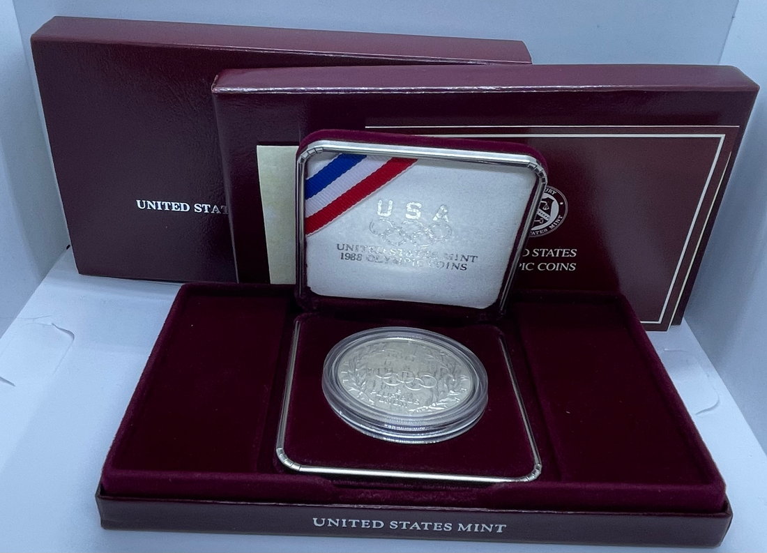 1988-S Seoul Olympiad - Proof Silver Dollar - Box & COA