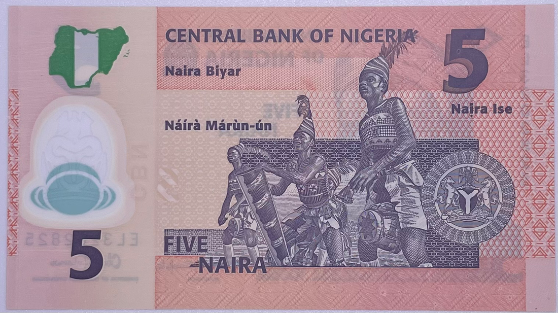 2016 Nigeria 5 Naira Polymer P-38g UNC Banknote