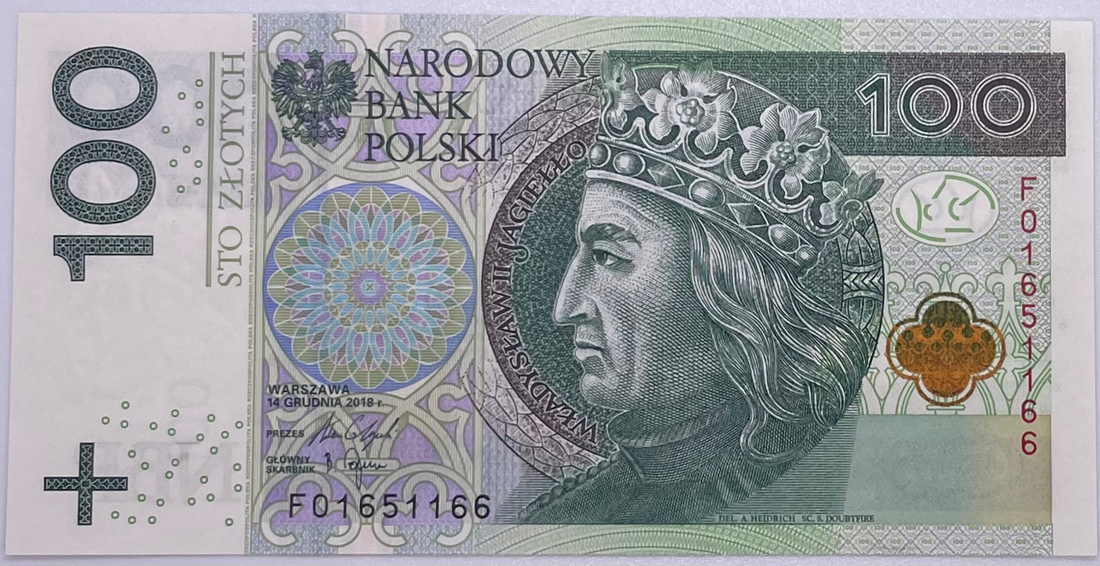 2018 Poland 100 Zlotys  P-186 UNC Banknote