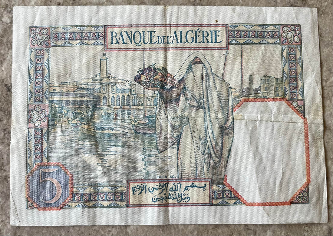 ALGERIA, 5 FRANCS, P#77b 1941, Used Banknote