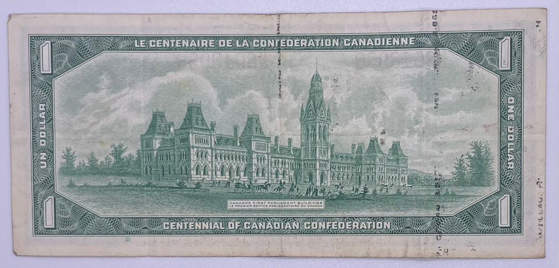 Canada 1867 - 1967 Commemorative 1 Dollar Bank Note, Used From Lot