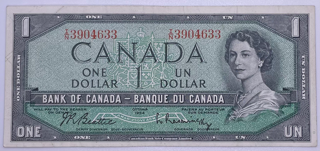 Canada Elizabeth II 1 Dollar 1954 P-75 Used Banknote From Lot