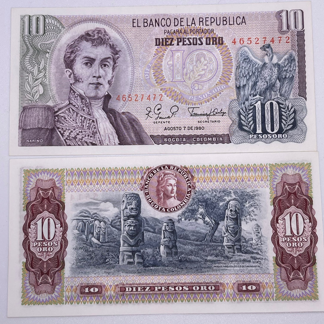 Columbia 1980 10 Pesos Oro P407g UNC World Banknote - Cool Coins & Notes