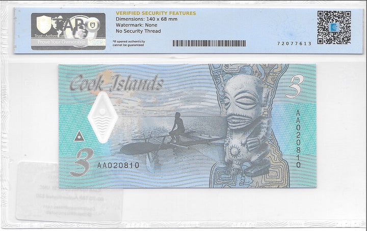 Cook Islands $3 2021  UNC 60-70 Authenticated - Cool Coins & Notes