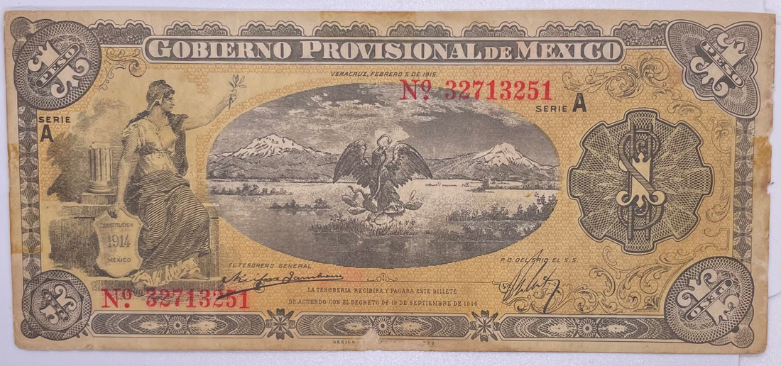 Gobierno Provisional De Mexico 1914 10 Pesos Banknote