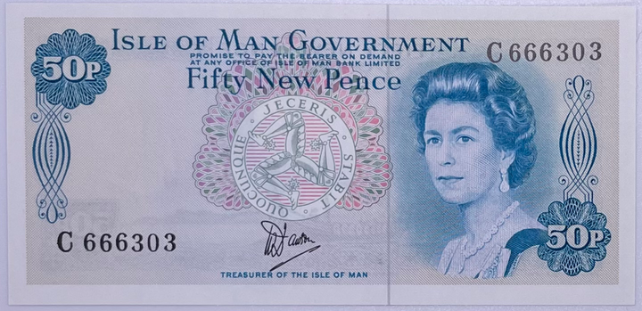 Isle of Man 1972 50 Pence  P-33 UNC Banknote - Cool Coins & Notes
