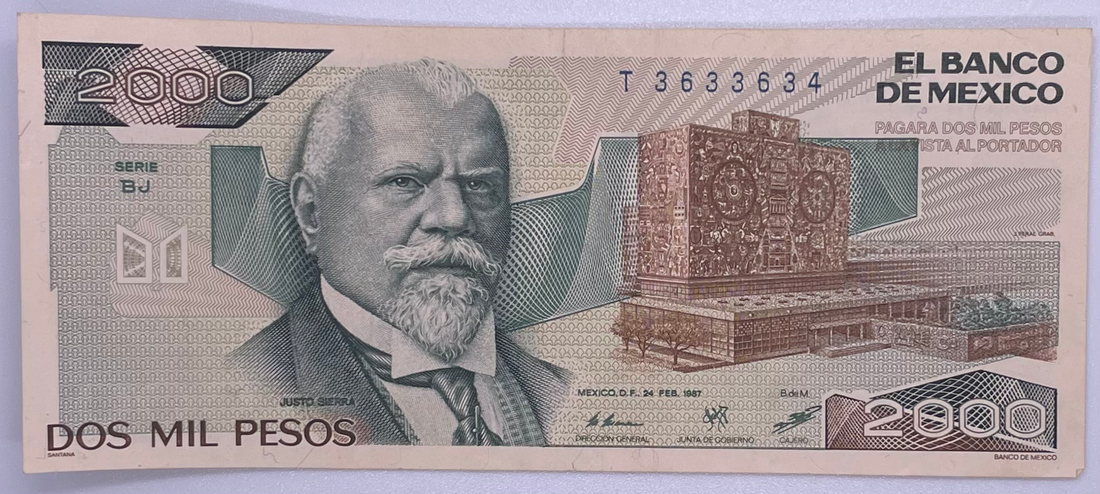 Mexico 2000 (2,000) Pesos, 1985-1989 P-86 VF