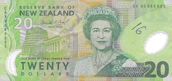 New Zealand $20 1994 P183 (Green Mountain), Used World Banknote - Cool Coins & Notes