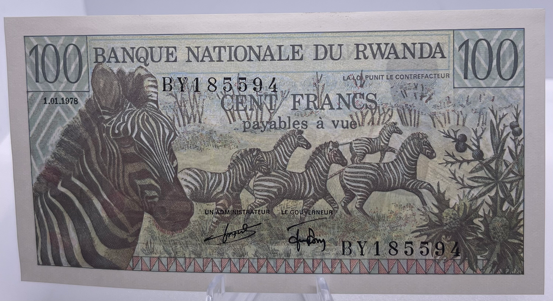Rwanda 1978 100 Francs Zebra P12 UNC Banknote
