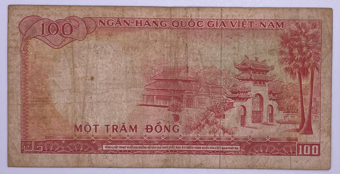 Vietnam 1966 100 Dong P-19b, Used Banknote