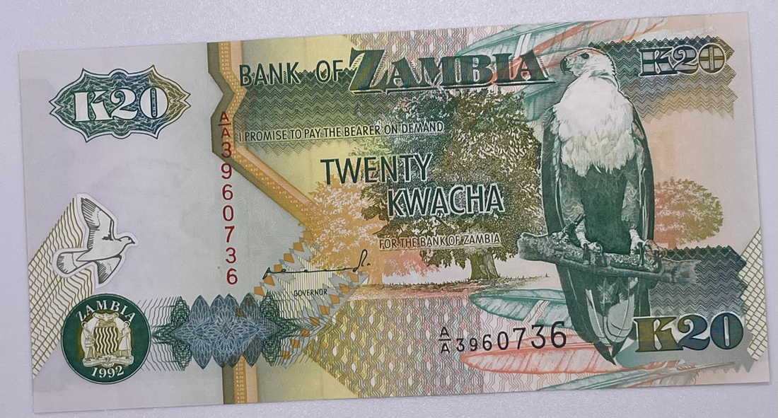 Zambia 20 Kwacha 1992 P 36 b UNC Banknote