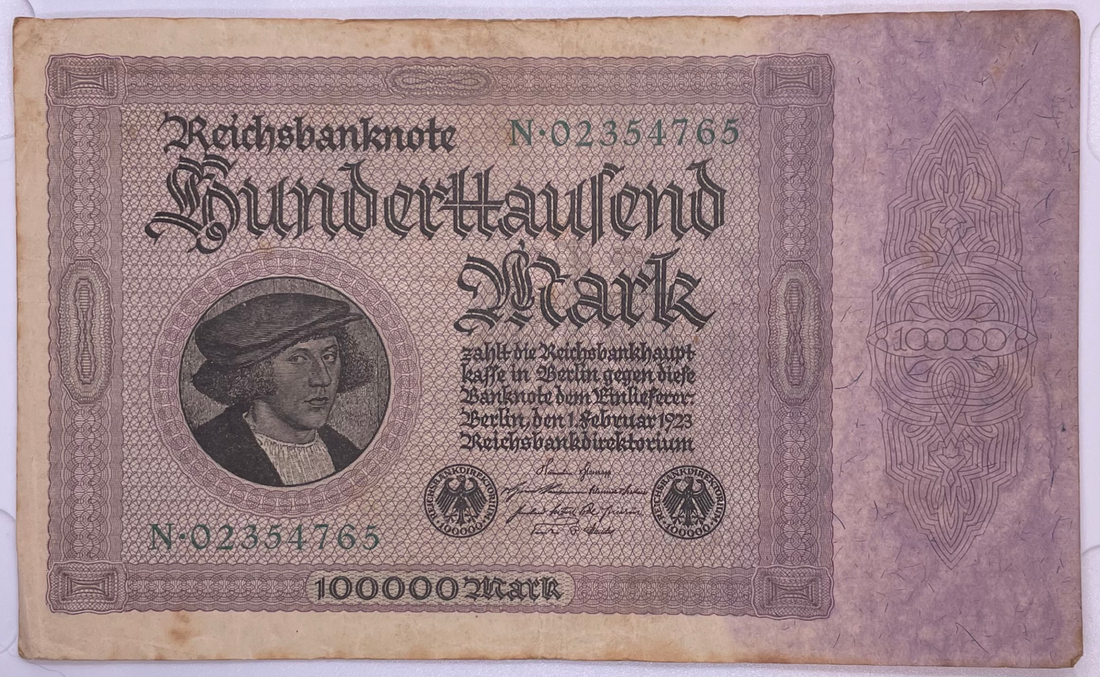 1923 Germany 100,000 Mark P83 Used Banknote From Lot