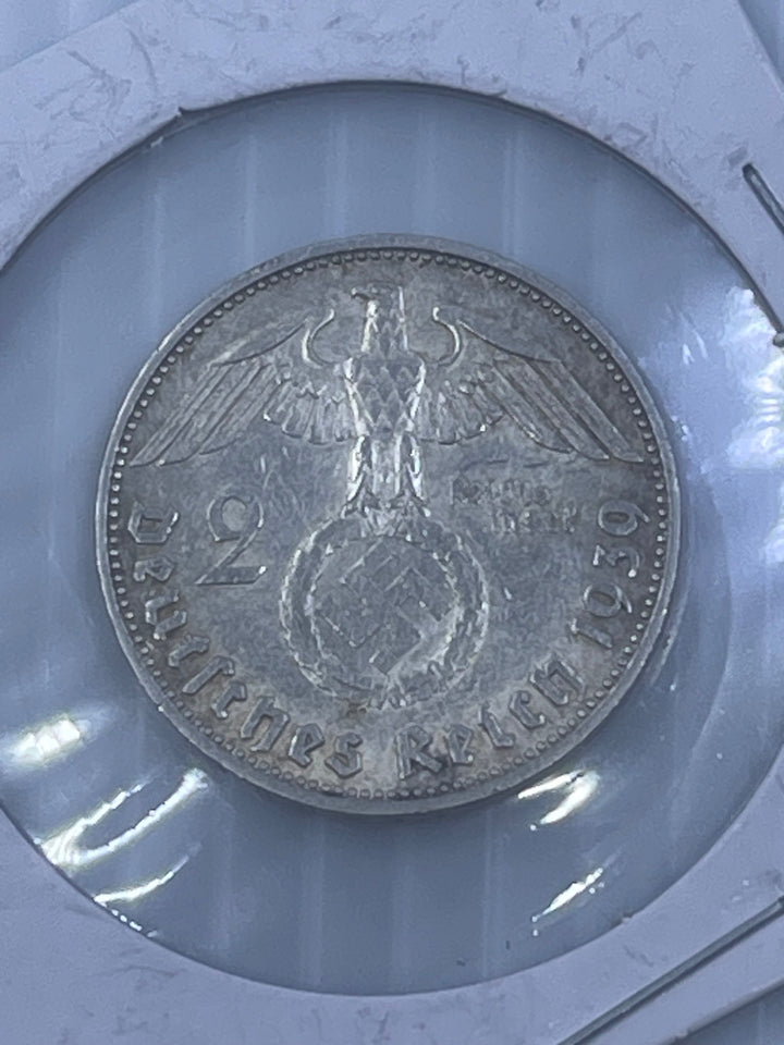 Germany 1939 J 2 Mark KM 93 WW2 Silver Coin Third Reich Reichsmark - Cool Coins & Notes