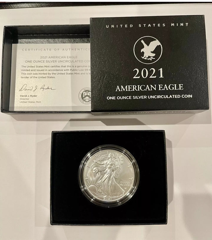 2021 W  SILVER EAGLE PROOF DOLLAR US Mint Coin with Box and COA SM141 - Cool Coins & Notes