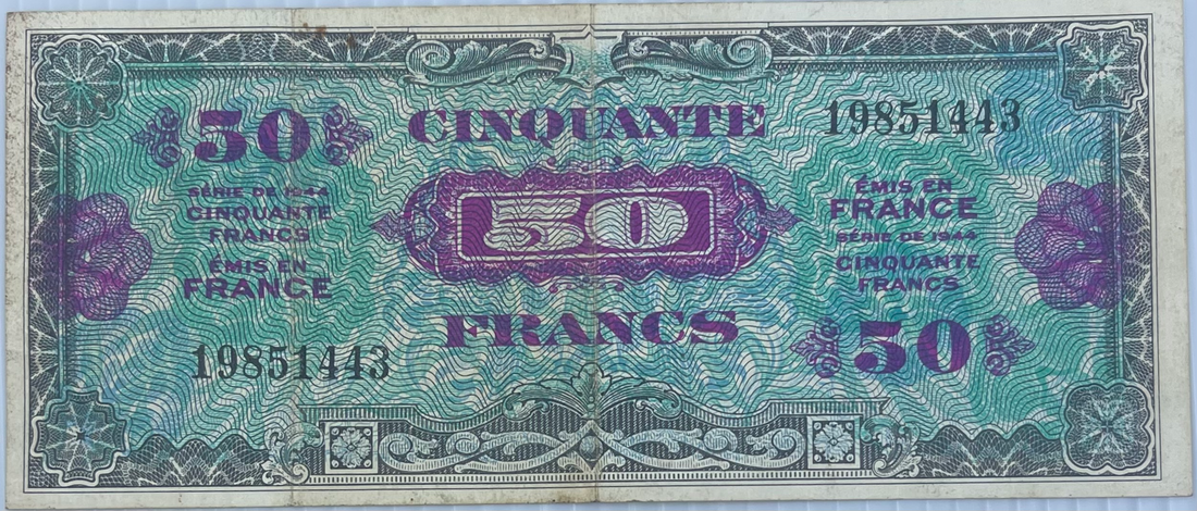 France 1944 50 Francs P-117a Used World Banknote Currency