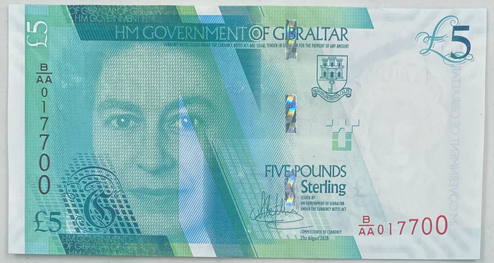 Gibraltar 5 Pounds Banknote, 2020, P-42, UNC - Cool Coins & Notes