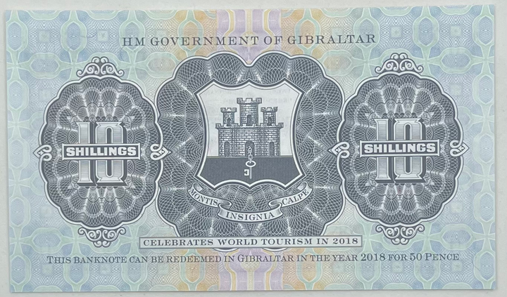 Gibraltar 10 Shillings Banknote, 2018, P-41, UNC, Commemorative - Cool Coins & Notes