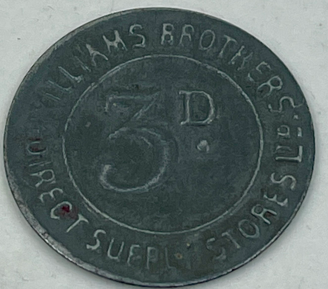 Vintage Williams Brothers 3d Denomination Tinned Iron Token 27 mm