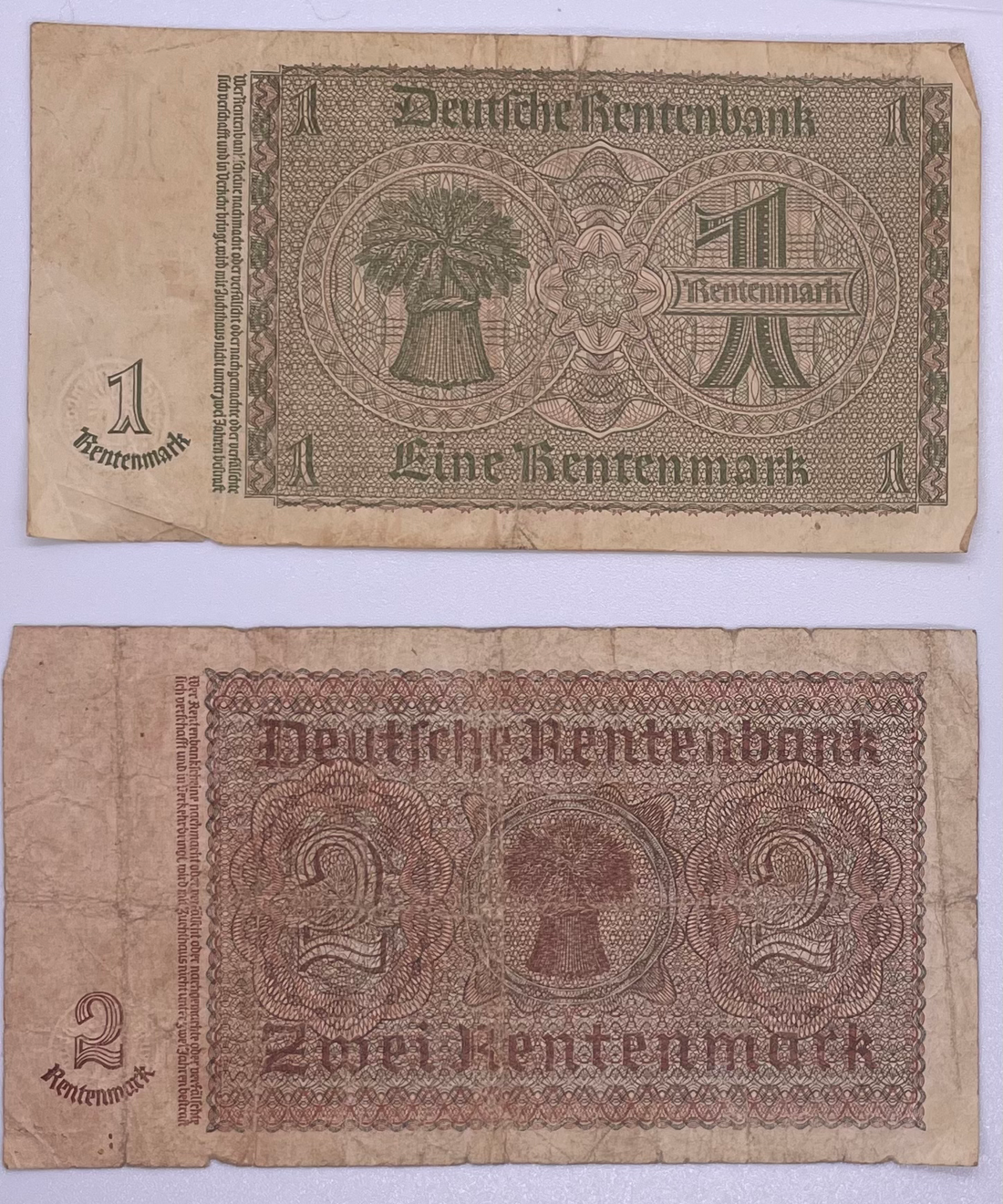 GERMANY 1937 1 & 2 MARK CIRCULATED BANKNOTES P-173b.3 & 174b.3 - Cool Coins & Notes