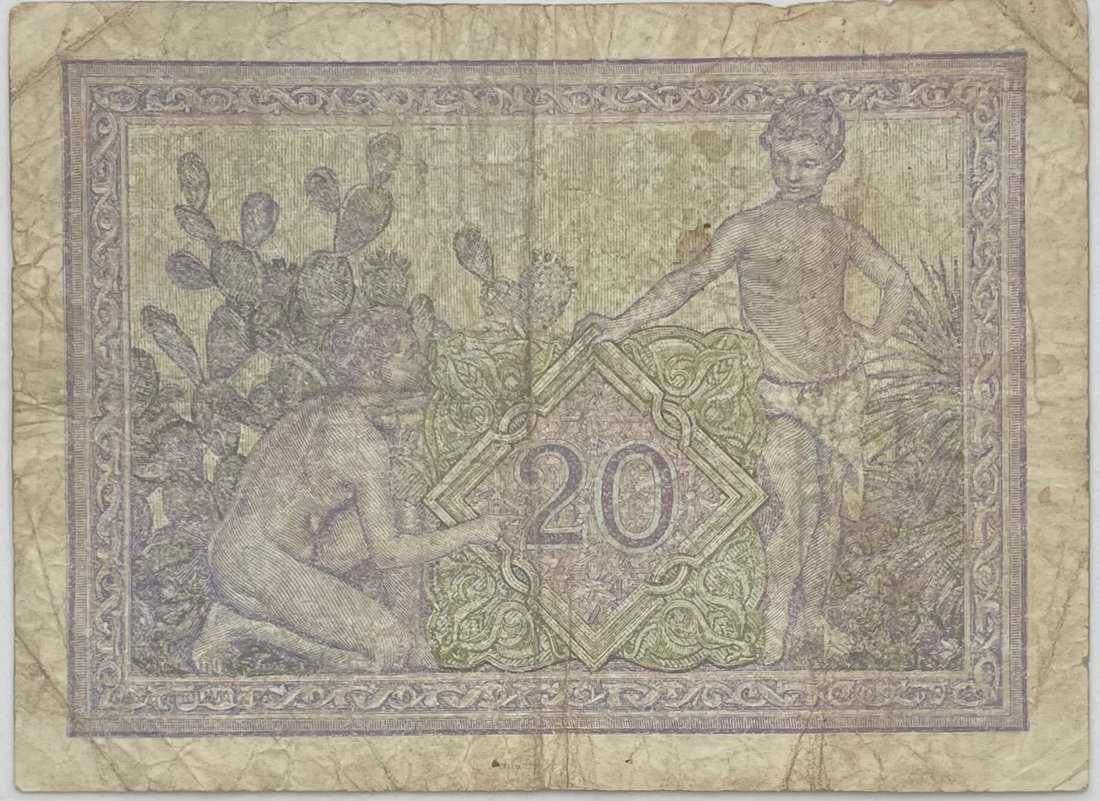 1943 Algeria 20 Francs P-92a, Used World Banknote