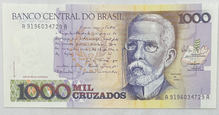 Brazil 1988 1000 CruzadosP-213 UNC World Banknote