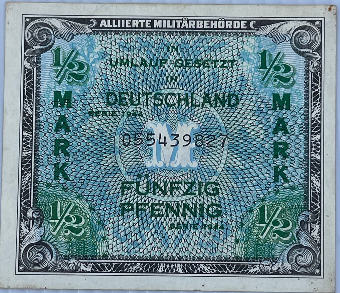 Germany 1944 1/2 Mark P-191a UNC MPC WW2, World Banknote Currency
