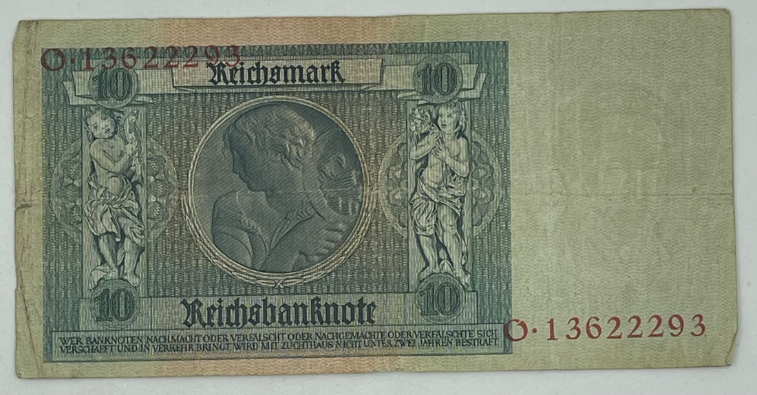 Germany 1929 10 Mark P-180 Used World Currency Banknote