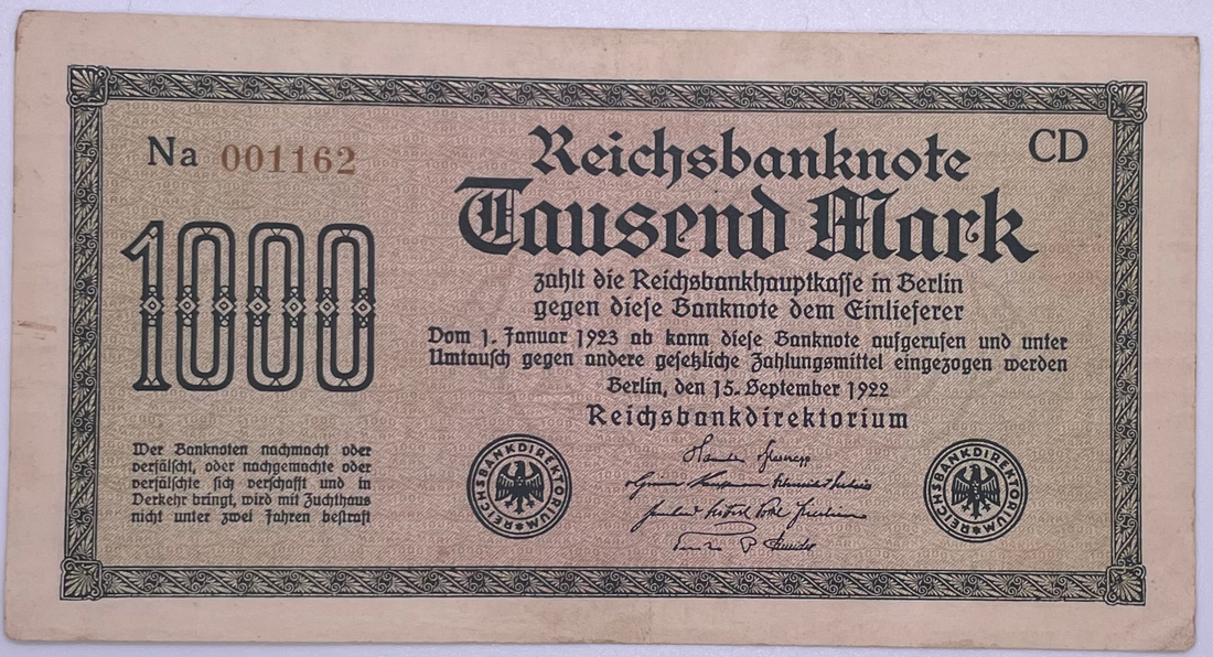 1922 Germany 1000 Mark P76 Banknote