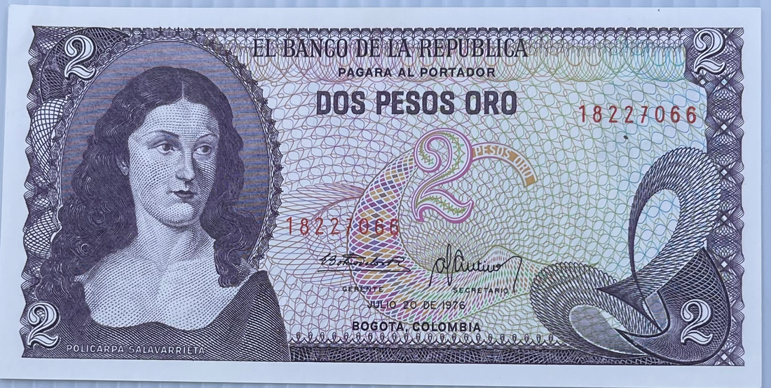 Colombia, 2 Pesos Oro, 1976, P-413b, UNC World Banknote Currency
