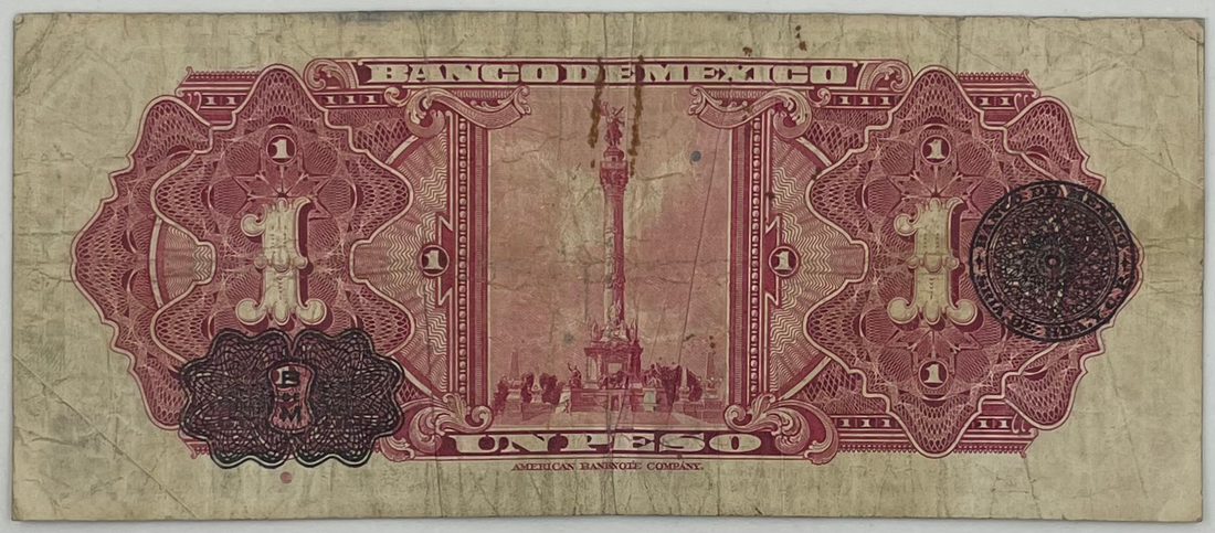 1936 Mexico 1 Peso Series E P-28b Banknote