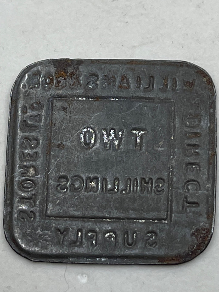 UK Williams Bros Direct Supply Stores Two Shillings Token