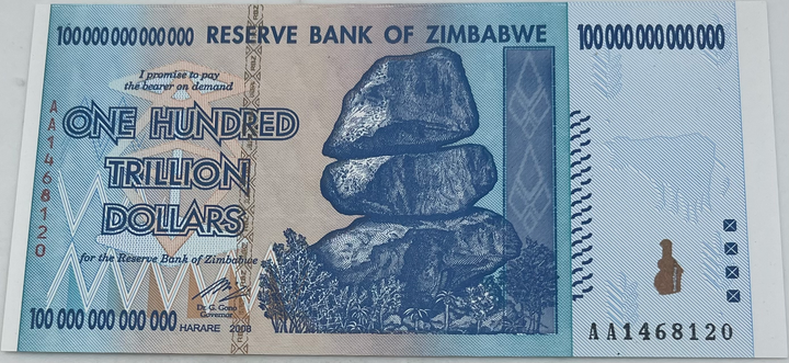 Zimbabwe 100 Trillion Dollars Banknote, 2008, P-91, UNC World Banknote