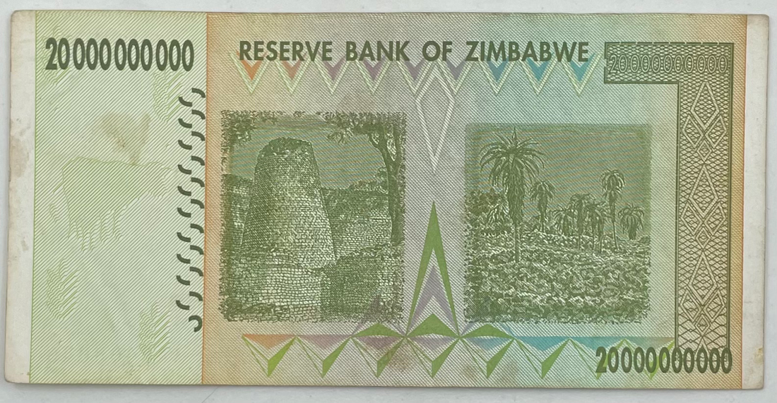 Zimbabwe 20 Billion Dollars Banknote, 2008, P-86, Used