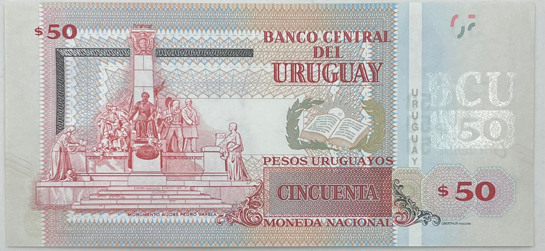 2015 Uruguay  50 Pesos  P-94  UNC Banknote