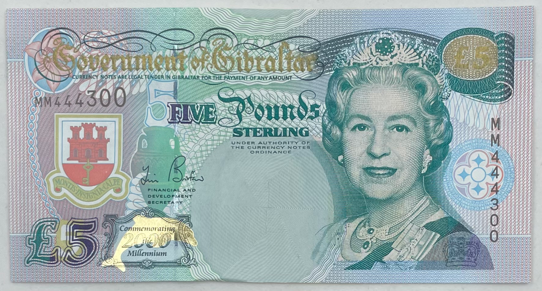 Gibraltar 5 Pounds Banknote, 2000, P-29, UNC, Commemorative - Cool Coins & Notes