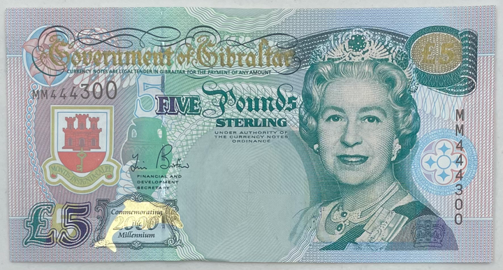 Gibraltar 5 Pounds Banknote, 2000, P-29, UNC, Commemorative - Cool Coins & Notes