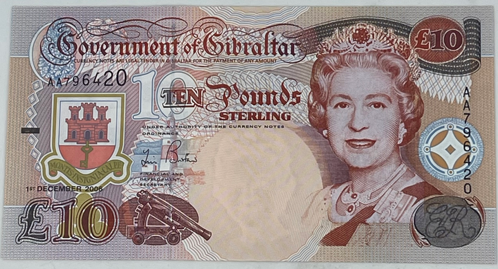 Gibraltar 2006 10 Pounds P-32a, UNC World Banknote - Cool Coins & Notes