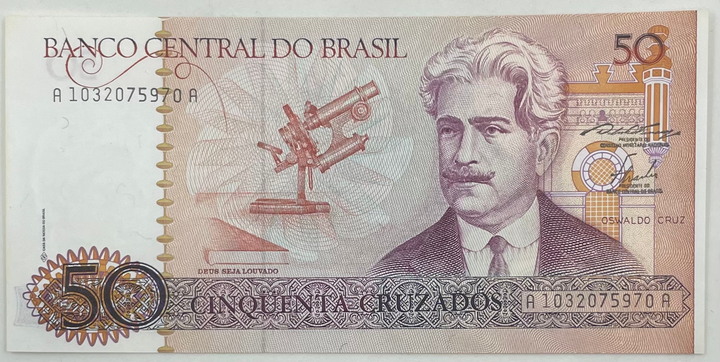 1986 (ND) Brazil 50 Cruzados  P-210 UNC World Banknote