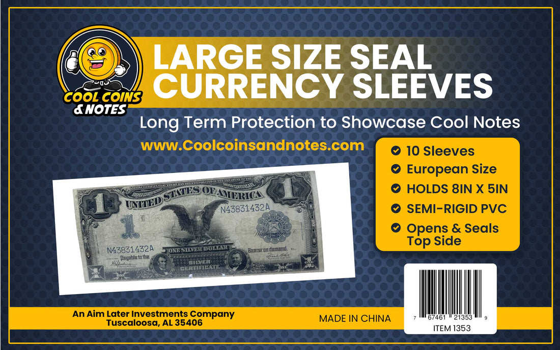 100 Banknote Currency Seal Sleeves Large European Size Currency Topload Holders Notes Cool Coins & Notes (Copy)