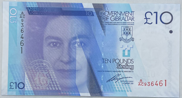 2010 Gibraltar 10 Pounds UNC World Banknote - Cool Coins & Notes