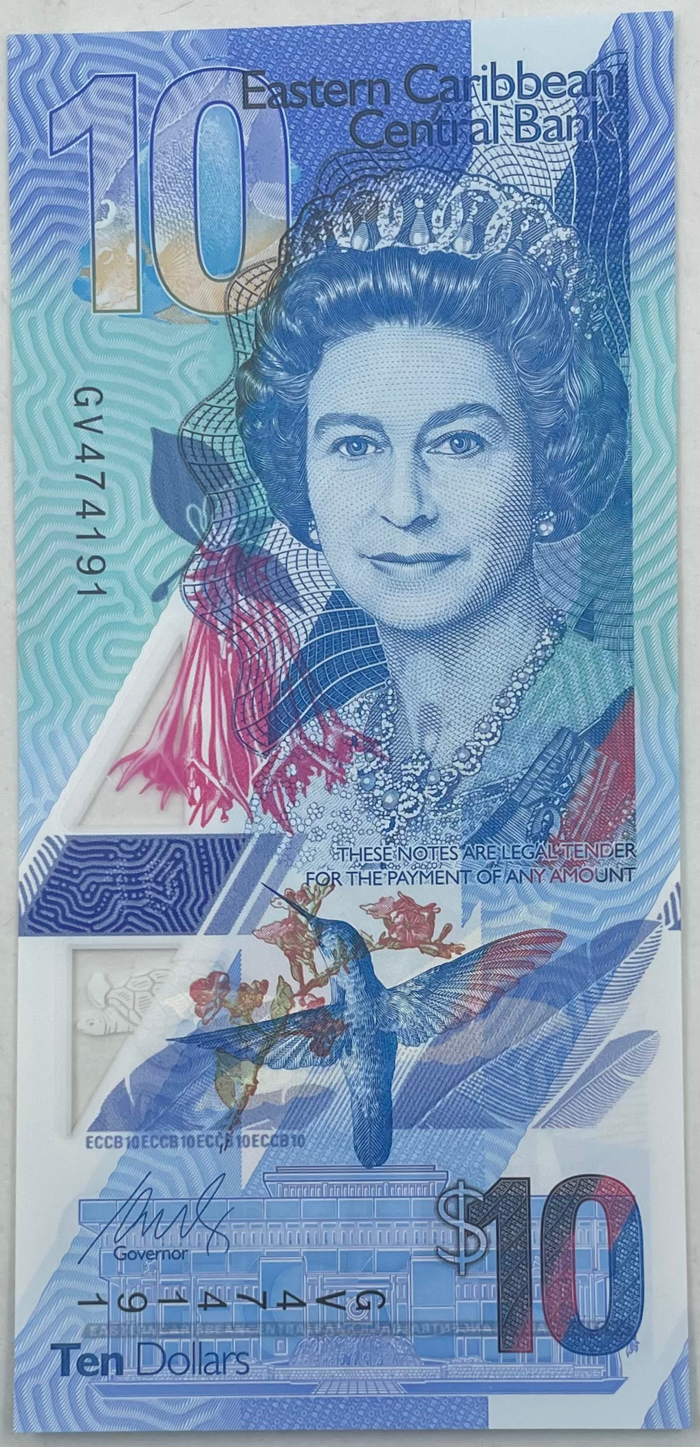 East Caribbean States 10 Dollars 2019 P-57 UNC Banknote Polymer