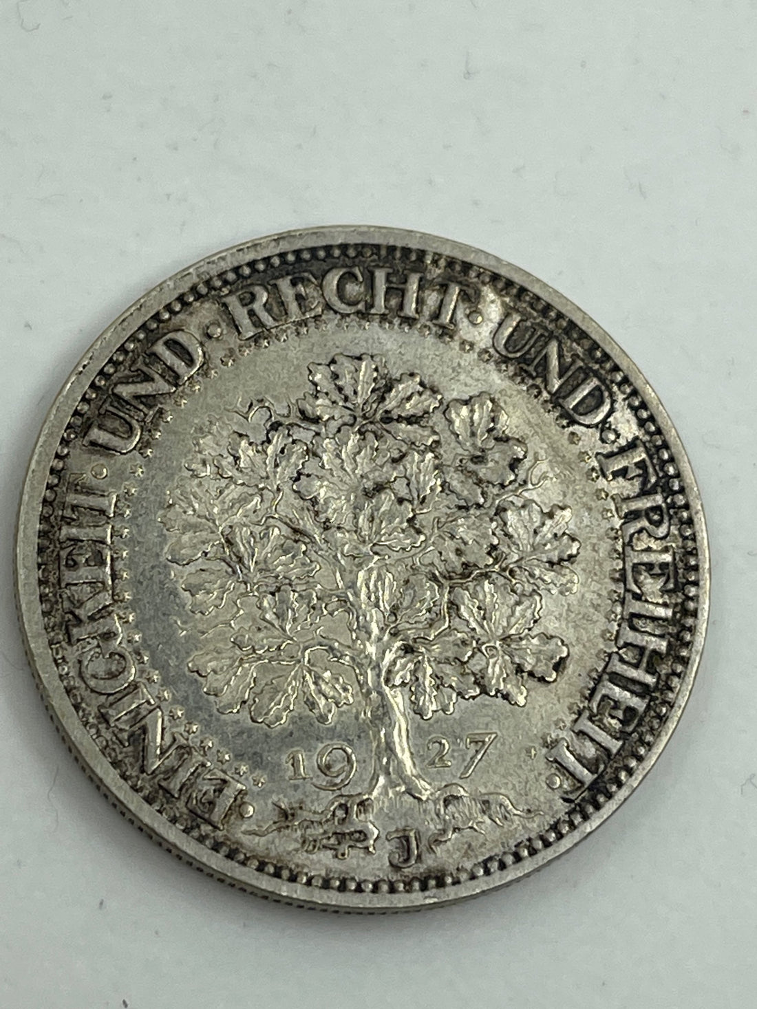 1927 J Germany 5 Marks Oak Tree